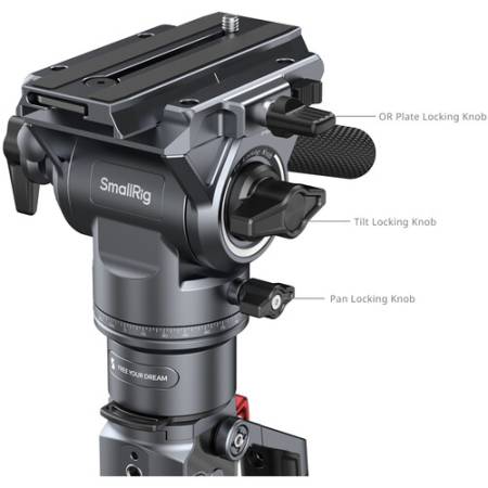 SmallRig 5565 - monopod filmowy Carbon z głowicą video i podstawą - szczegóły głowicy